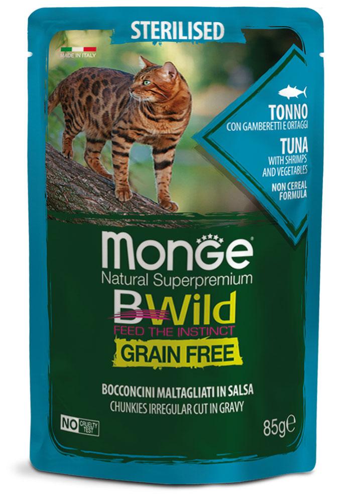 Monge BWild Grain free WET Sterilised тунець з креветками та овочами  85 гр.