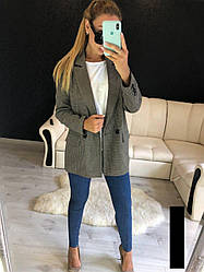 Піджак у дрібну карту на ґудзиках із кишенями