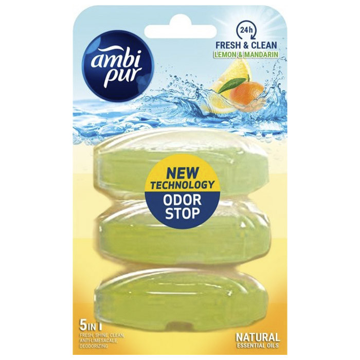 Туалетний блок для унітаза Ambi Pur Lemon & Mandarin запаска 55 мл 3 шт