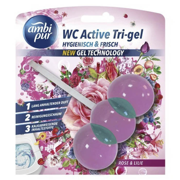 Туалетний блок для унітаза Ambi Pur WC Active Rose & Lilie 45 г, фото 1