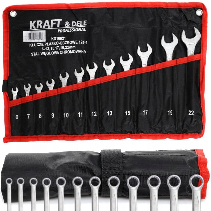 Набір ріжково-накидних ключів 12 шт. 6-22 мм Kraft&Dele KD10921