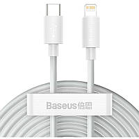 Кабель c поддержкой быстрой зарядки Type-C to Lightning BASEUS Simple Wisdom |1.5м 20W 2шт| Белый TZCATLZJ-02