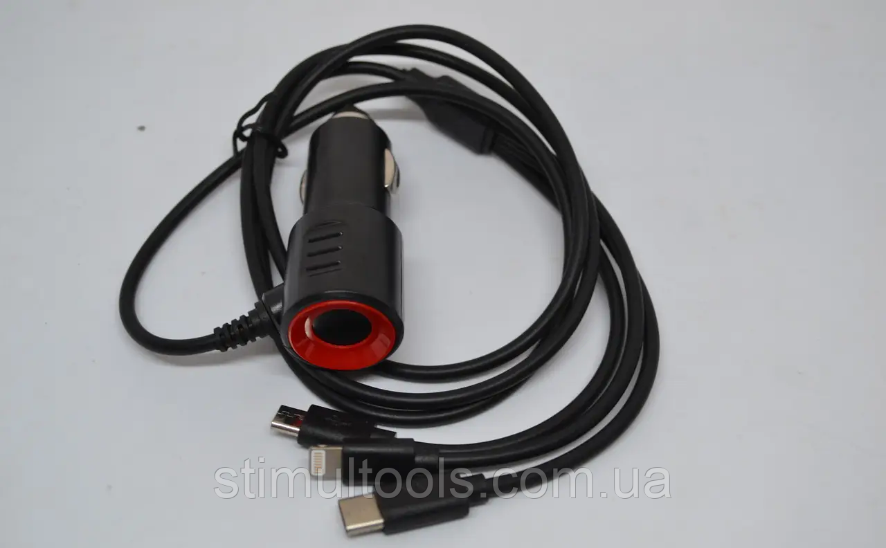 Автомобільний зарядний пристрій АЗП 3.6 A/5V 3в1 (AAA), фото 1