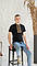 Молодіжна вишита чоловіча футболка з вишитими корочневими нитками, фото 2