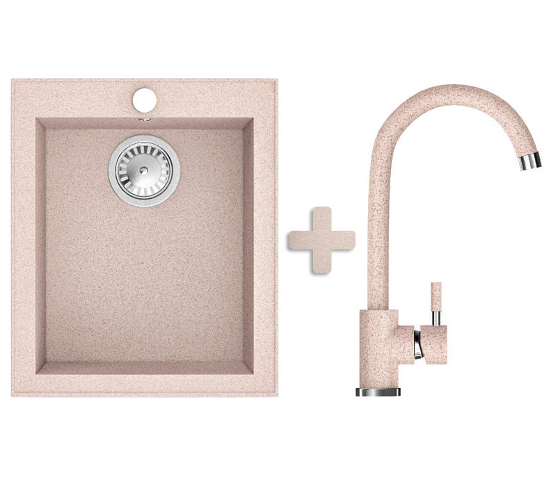 Комплект: мийка гранітна ASKANIA PETRA 40 Бежевий + Кран