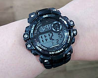 Мужские часы с таймером Q&Q M151J003Y Черные. Водонепроницаемые 10 bar.