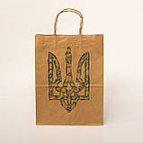 Пакет великий з гербом України 260*150*350 Крафт пакет з національною символікою Пакет з Тризубом України, фото 6