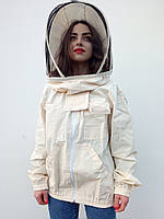 Куртка пчеловода на молнии с маской на кольцах. Ткань бязь суровая. Состав: 100 % хлопок.