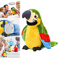 Мягкая игрушка-повторюшка Попугай Parrot Talking 22 см / Интерактивный попугай / Говорящая игрушка
