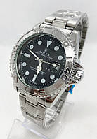 Часы мужские наручные Rolex (Ролекс) серебро с черным циферблатом ( код: IBW860SB )