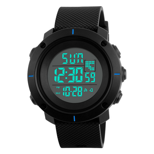 Наручний годинник Skmei 1213 Black-Blue спортивний водонепроникний з LED підсвічуванням + ПОДАРУНОК навушники