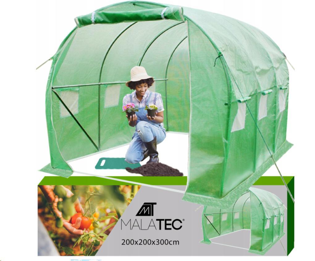 Теплиця садовий тунель 3 × 2 × 2 м MALATEC зелений