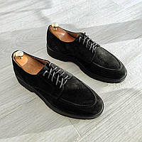 Туфли весенние для мужчин с натурального замша Эд-Джи черные. Туфли мужские замшевые черные весенние Ed-Ge