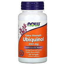 Убіхінол NOW Foods "Ubiquinol" для серцево-судинної системи, 200 мг (60 гелевих капсул)