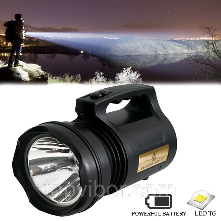 Ліхтар акумуляторний BenBo 6000A-30W-T6 Чорний, світлодіодний ліхтарик туристичний | кемпинговый фонарь