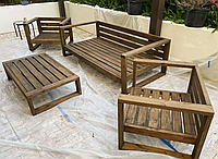Садовая Террасная мебель из дерева. Комплект 1 стол, 1 диван, 2 кресла