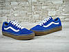 Чоловічі кеди Vans Old Skool Blue Ванс Олд Скул сині з коричневою підошвою Унісекс Вьетнам текстиль, фото 6