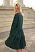 Стильне літнє жіноче плаття-трапеція, темно-зелене, фото 2