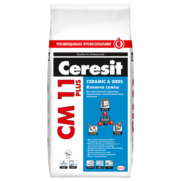 Клійна суміш для керамограніту Ceresit СМ 11+ 5 кг Ceremic Gres