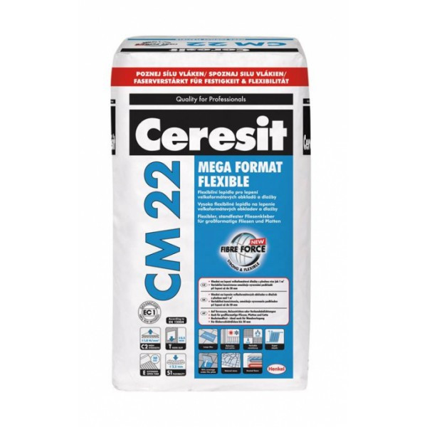 Високоеластична клейка суміш Ceresit СМ22 25 кг MEGA FORMAT FLEXIBLE