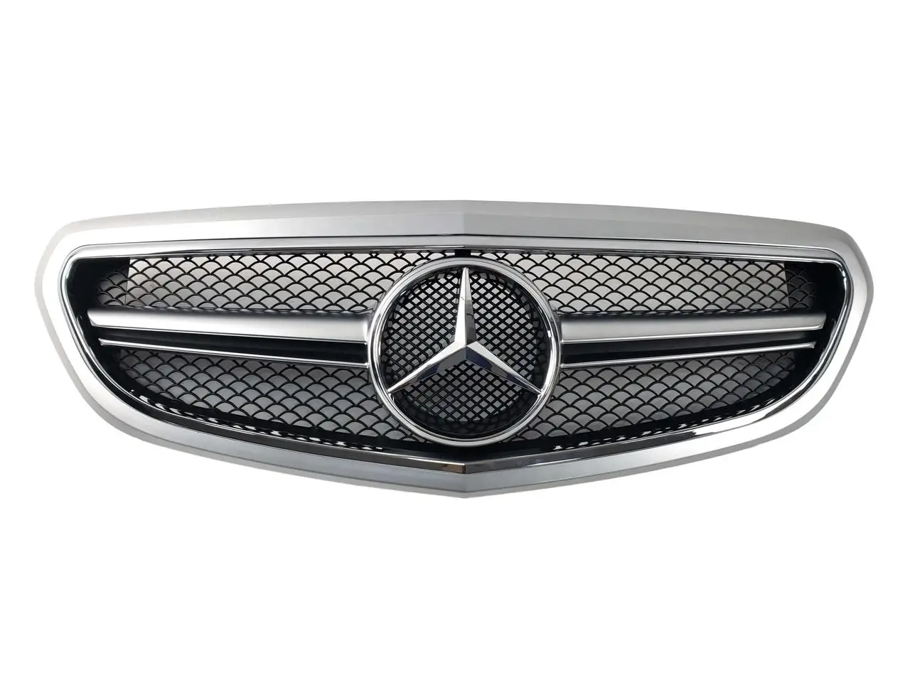 Решітка радіатора Mercedes W212 рестайл стиль AMG (срібло + хром)
