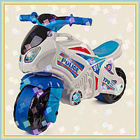 Каталка-беговел "Мотоцикл Police" для детей от 2-2,5 лет (бело-синий)