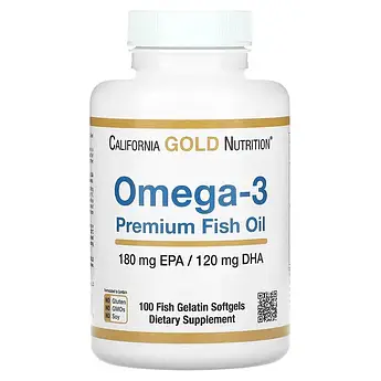 Омега 3, California Gold Nutrition Omega 3 100 капсул