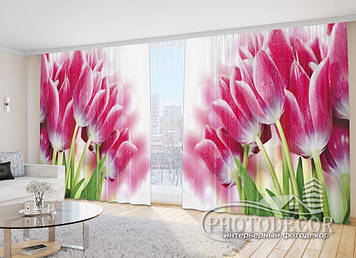Фото Штори "Букети рожевих тюльпанів" - Будь-який розмір, Читаємо опис!