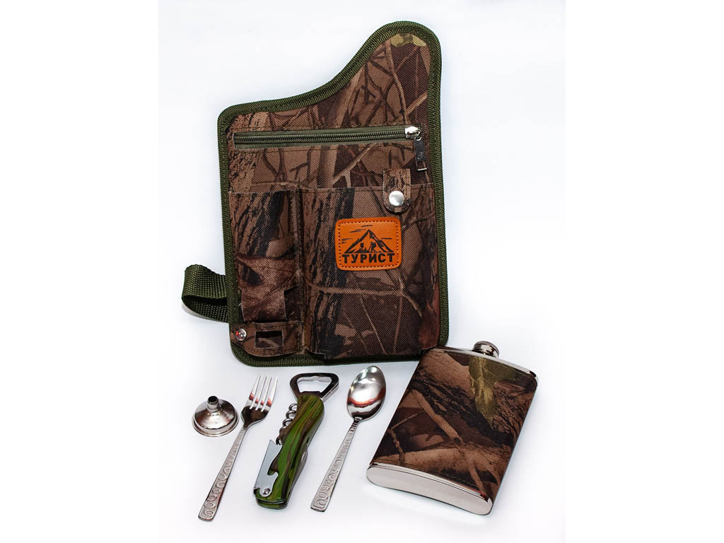 Набір у чохлі: фляга 270 мл + ложка + відкривачка + лійка + штопор NF4-34