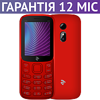 Мобільний телефон 2E E240 2019, червоний, кнопковий, Bluetooth, з ліхтариком, камера, маленький, на 2 сім-карти