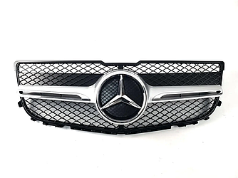 Решітка радіатора Mercedes GLK X204 рестайл стиль AMG (чорна + срібло)