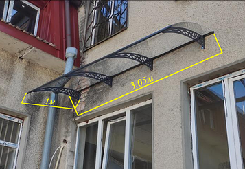 Дашок 3.05 x 1 м Style, металевий з монолітним полікарбонатом