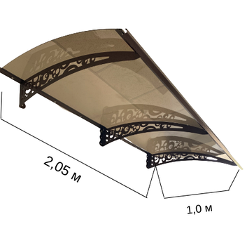 Дашок 2.05 x 1 м Style, металевий з монолітним полікарбонатом