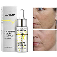 Lanbena Six Peptide Serum 24K Gold Anti-aging skin Сыворотка антивозрастная для лица 15 мл
