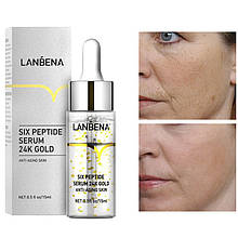 Lanbena Six Peptide Serum 24K Gold Anti-aging skin Сироватка антивікова для обличчя 15 мл