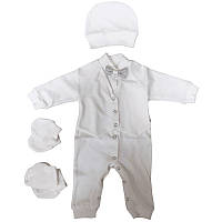 Праздничный костюмчик для новорожденных в серо-белых тонах