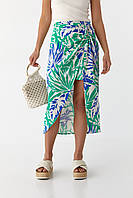 Летняя юбка миди с кулиской Firesh - зеленый цвет, M (есть размеры)