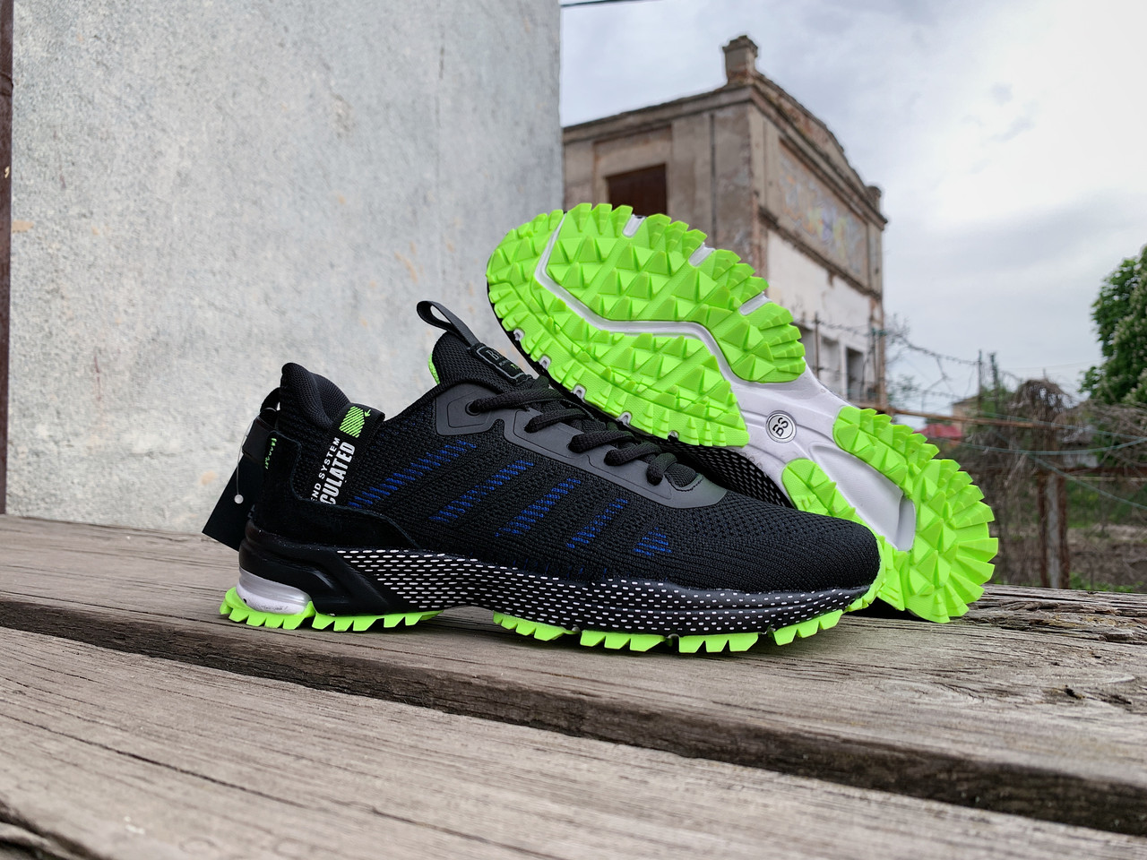 Чоловічі кросівки BaS Ploa Black Lime чорні з салатовим