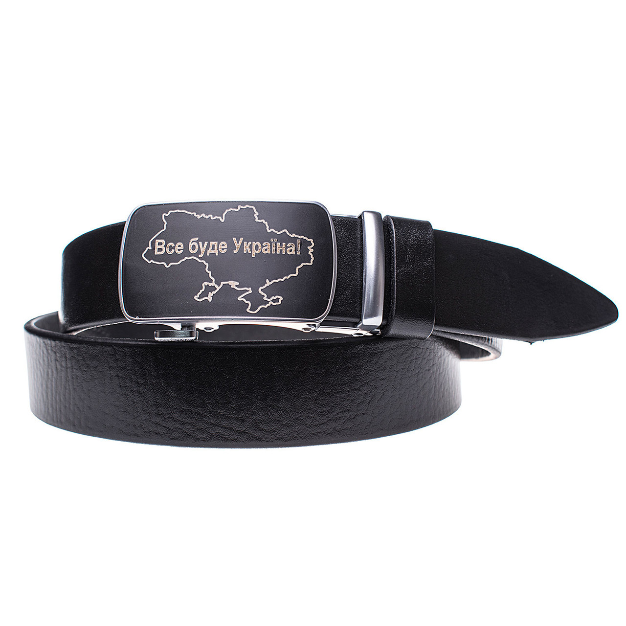 Натуральна шкіряний чоловічий ремінь JK автомат, ширина 3,7 см Чорний (MA3720101P3)