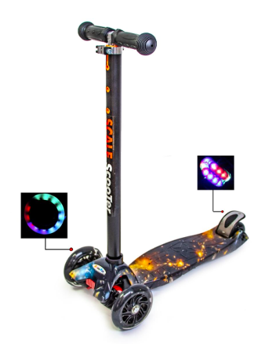Дитячий самокат Scale Scooter MAXI Планета Коляса, що світяться