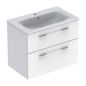 SELNOVA Square комплект: умивальник вбудований Slim Rim, з тумбою 78,8*50,2см, з 2 ящиками, колір білий