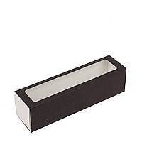 Коробка для макаронс з вікном 200х50х50, чорна