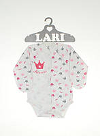 Боди для новорожденных малышей с наружными швами хлопок Принцесса рост 62 см Lari Розовый