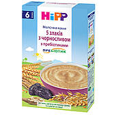 Молочна каша 5 злаків з чорносливом з пребіотиками HIPP від 6 місяців 250 гр