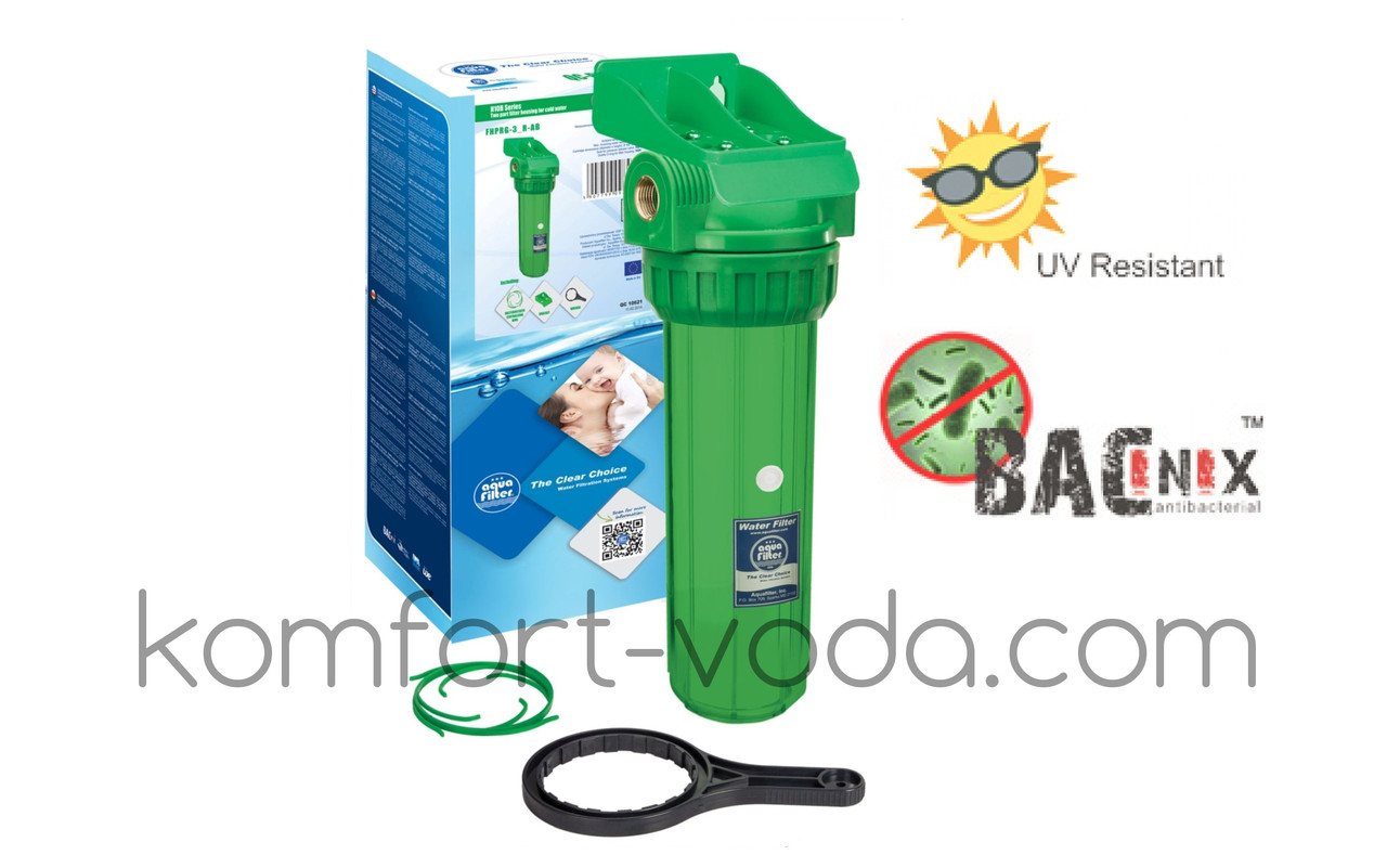 Корпус фільтра Aquafilter FHPR34-3_R-AB, 10" (бактеріостатичний)