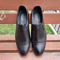 Черные туфли большие размеры весенние мужские кожаные Vivaro. Туфли в коже в черном Виваро великаны