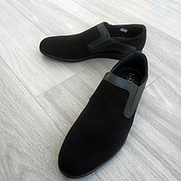 Черные мужские замшевые без каблука туфли весенние Tapi. Туфли весна осень из натуральной замши Тапи в черном