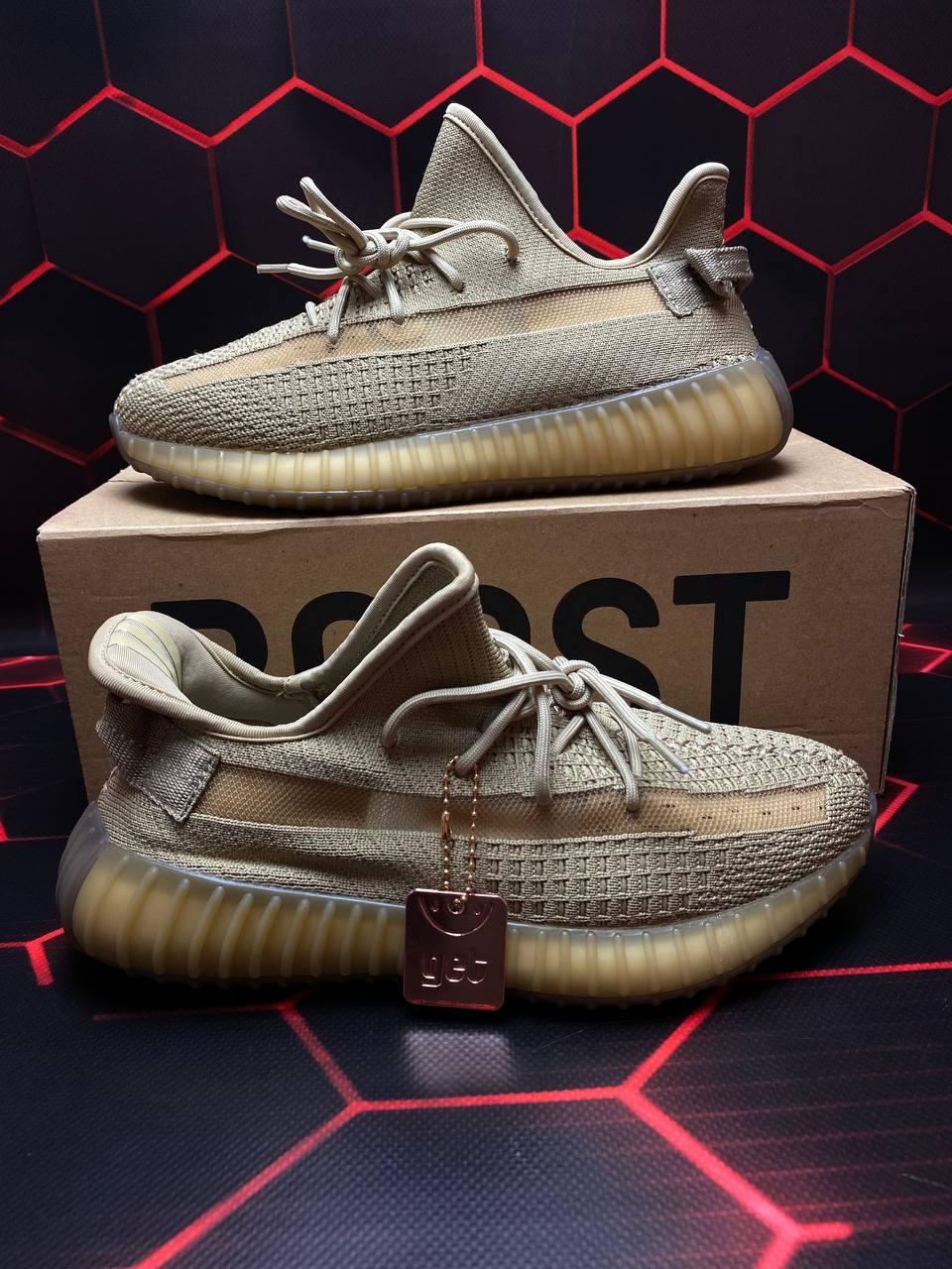 Кроссовки мужские бежевые Adidas Yeezy Boost 350 V2 Marsh (08309)
