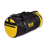 Cпортивна чоловіча сумка 40L ДЛЯ ЄДИНОБОРСТВ чорна з жовтим для тренування і зали, фото 2