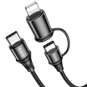 Кабель Usb 2 in 1 Type-C/Type-C+iPhone 5 HOCO X50 1m Black